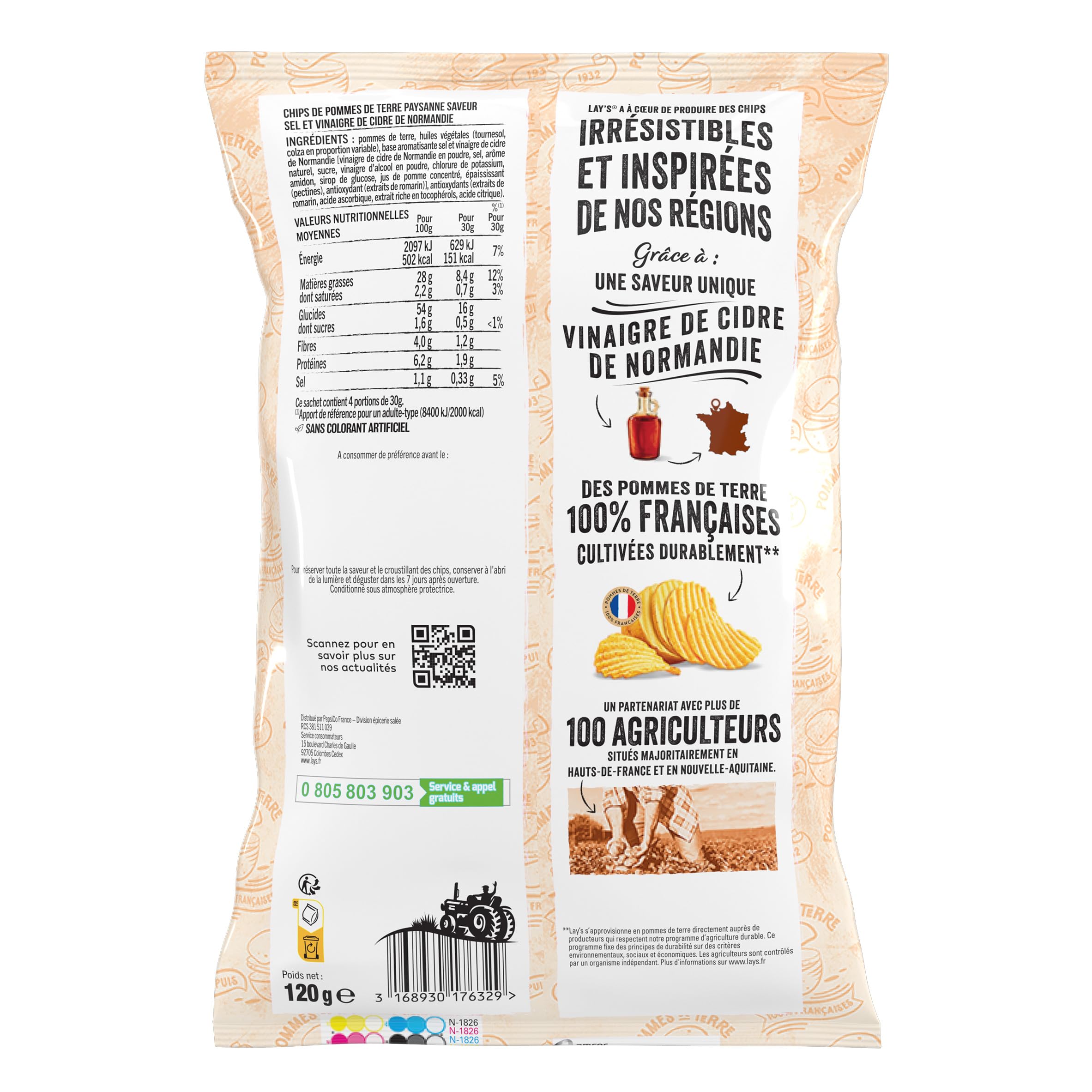 lay-s-recette-paysanne-chips-sel-et-vinaigre-de-cidre-120g image 2