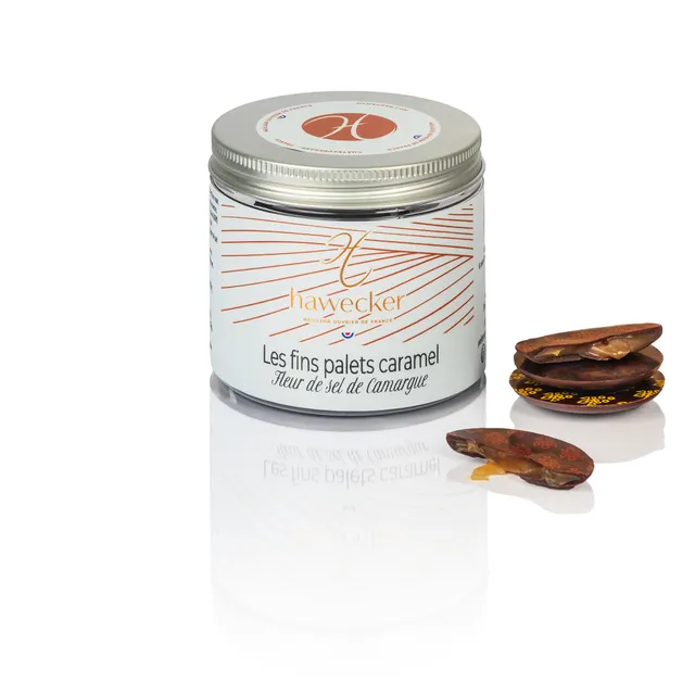 hawecker-gourmandises-fins-palets-chocolat-noir-70-caramel-90g image 1