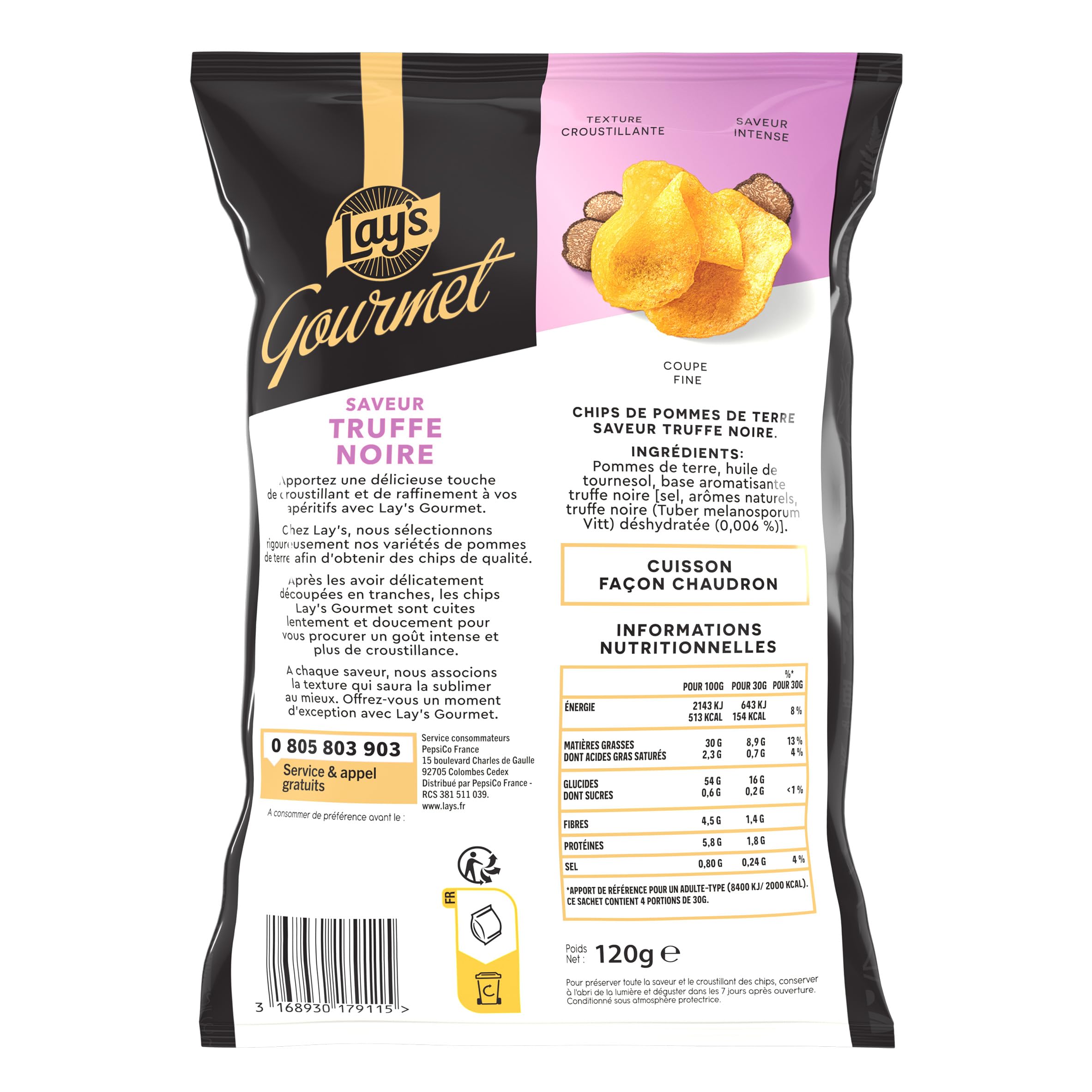 lay-s-gourmet-chips-truffe-noire-120g-lot-12-croustillantes image 2