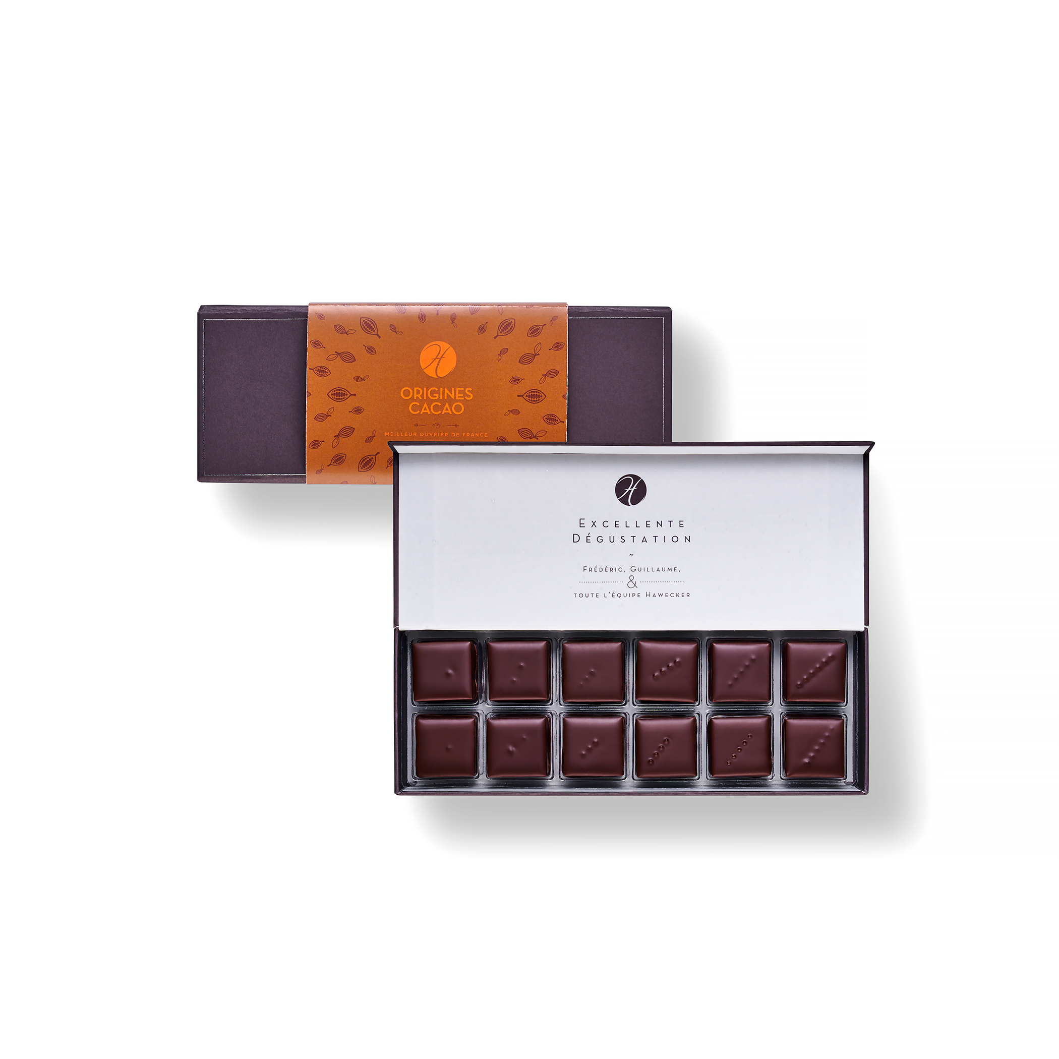 hawecker-origines-cacao-coffret-chocolats-noirs-d-gustation image 1