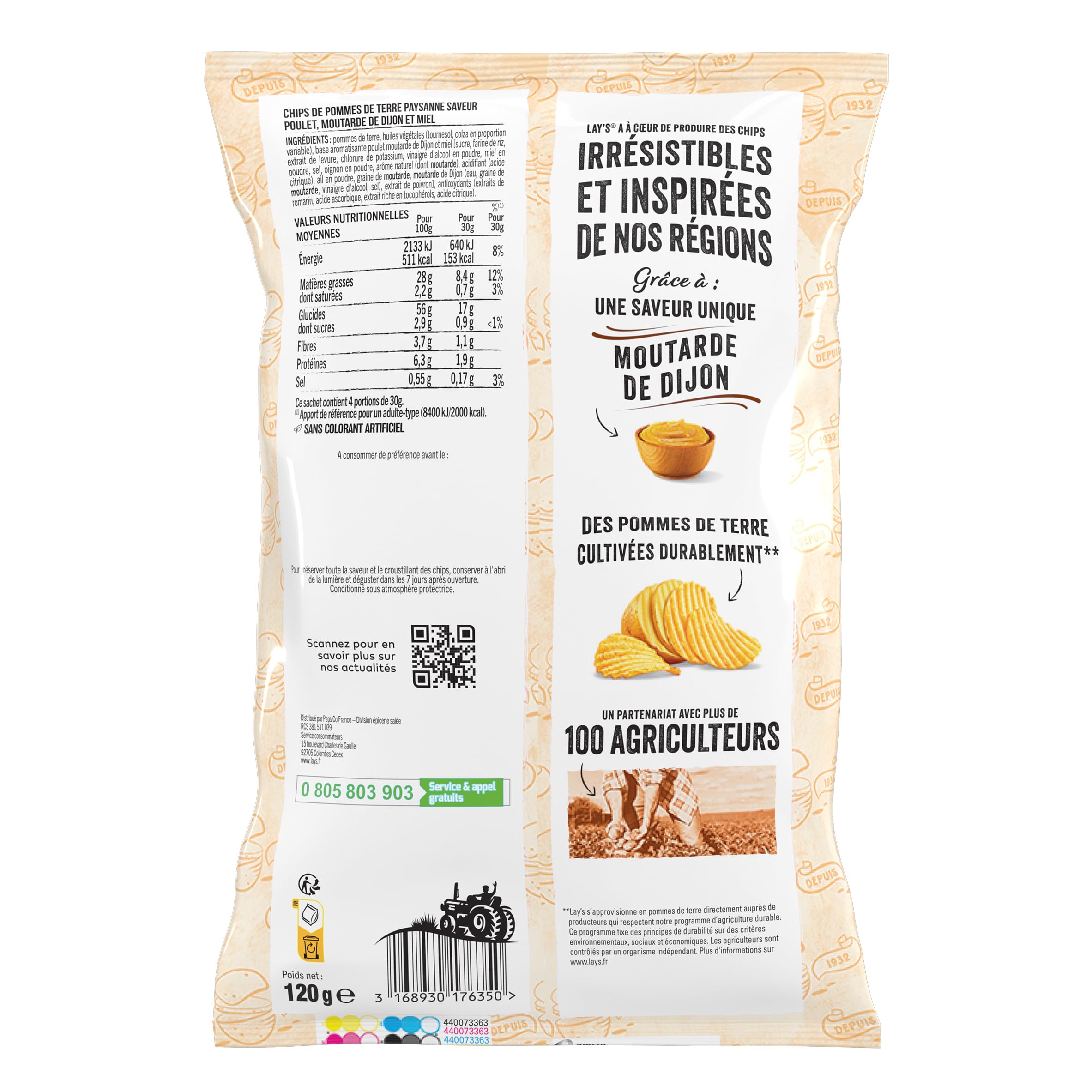 lay-s-paysanne-poulet-moutarde-miel-chips-120g image 2